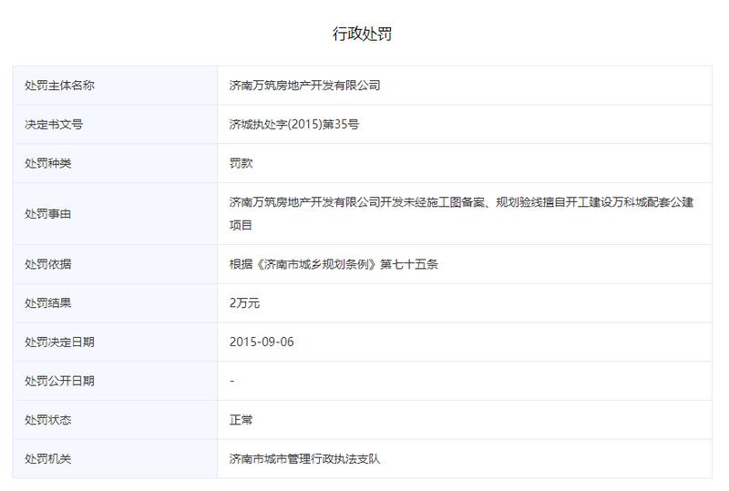 公开资料显示，济南万科房地产开发公司为济南万筑房地产开发有限公司的投资方兼控股方，即济南万筑房地产开发有限公司为济南万科房地产开发公司的子公司。